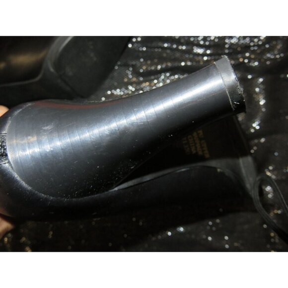 Newport News Easy Style Black Leather Buckle Embellished Heeled Ankle Booties 8 - Picture 14 of 16